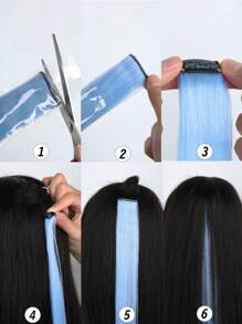 10 PCS Colored Clip In Hair Extensions 20 Inch Long Straight Hairpieces Clip In Synthetic, Halloween Cosplay Dress Up Fashion Party Christmas Carnival Music Festival New Year Gift For Women Kids Girls(RED)