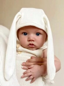 1pc Baby Rabbit Ear Decorated Cute Hat Suitable For Daily Wear From 3 Months To 2 Years Old - White - View 1