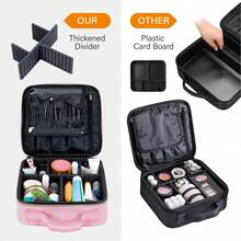 UOZL Makeup Bag Travel PU Leather With Portable Adjustable Thickened Dividers, Suitable For Organizing And Storing Women's Makeup Brushes And Cosmetics - Baby Pink - View 6