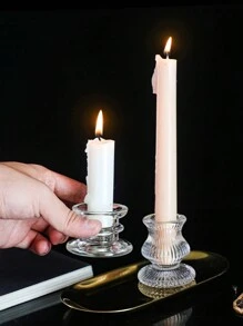 1只復古玻璃燭台,香薰油燈托、家用燭光晚餐必備道具、浪漫氛圍裝飾 - 無色 - 查看 2