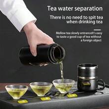 1pc Creative Plastic & Glass Cup With High Temperature Resistance & Double Layer Anti-Fall Protection, Business Gift Cup For Men And Women, Office Cup - Black - View 9