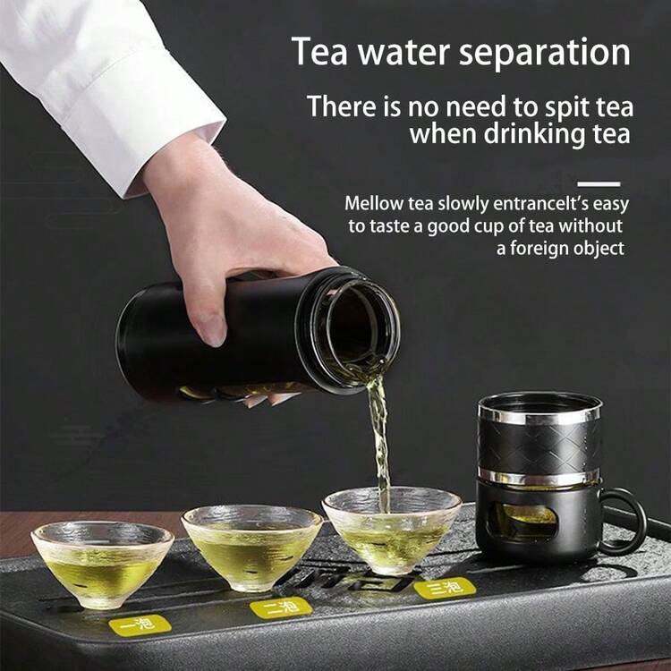 1pc Creative Plastic & Glass Cup With High Temperature Resistance & Double Layer Anti-Fall Protection, Business Gift Cup For Men And Women, Office Cup - Black - View 9