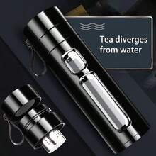 1pc Creative Plastic & Glass Cup With High Temperature Resistance & Double Layer Anti-Fall Protection, Business Gift Cup For Men And Women, Office Cup - Black - View 3