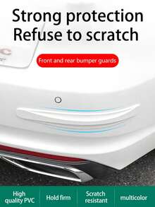 Car 3d Anti-Collision Strip Carbon Fiber Texture Pvc Rubber Bumper Guard Sticker, Universal Front & Rear Bumper Protector - Grey - View 5