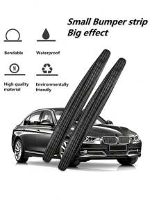 Car 3d Anti-Collision Strip Carbon Fiber Texture Pvc Rubber Bumper Guard Sticker, Universal Front & Rear Bumper Protector - Grey - View 4