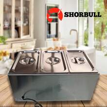 Shorbull 3 Compartment Electric Bain-Marie - Grey - View 6