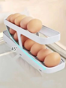 1pc Fridge Egg Dispenser, Egg Roll-type Storage Rack, Egg Tray, Egg Rack - White - View 4