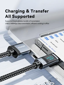 ESSAGER Essager USB Type C-kabel compatibel met iPhone 15pro Honor Super Charge 66W/100W snel opladen USB C-oplader Datakabel Draadsnoer