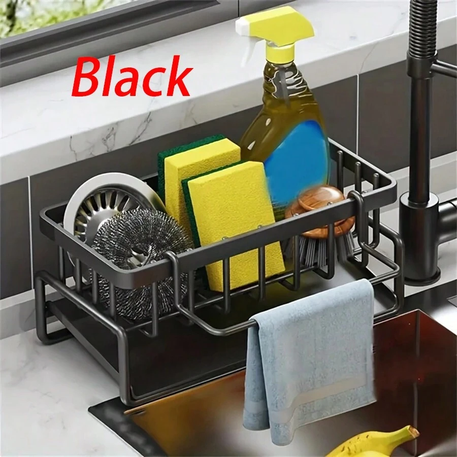 1pc Sponge And Detergent Holder For Kitchen Sink With Draining Holes And Storage Compartment - Multicolor - View 1