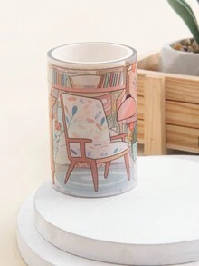 1pc Glossy Pet Material Colorful Creative Home Goodies Modern Decorative Hand Ledger Tape Stickers - Pink - View 3