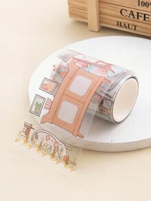 1pc Glossy Pet Material Colorful Creative Home Goodies Modern Decorative Hand Ledger Tape Stickers - Pink - View 1