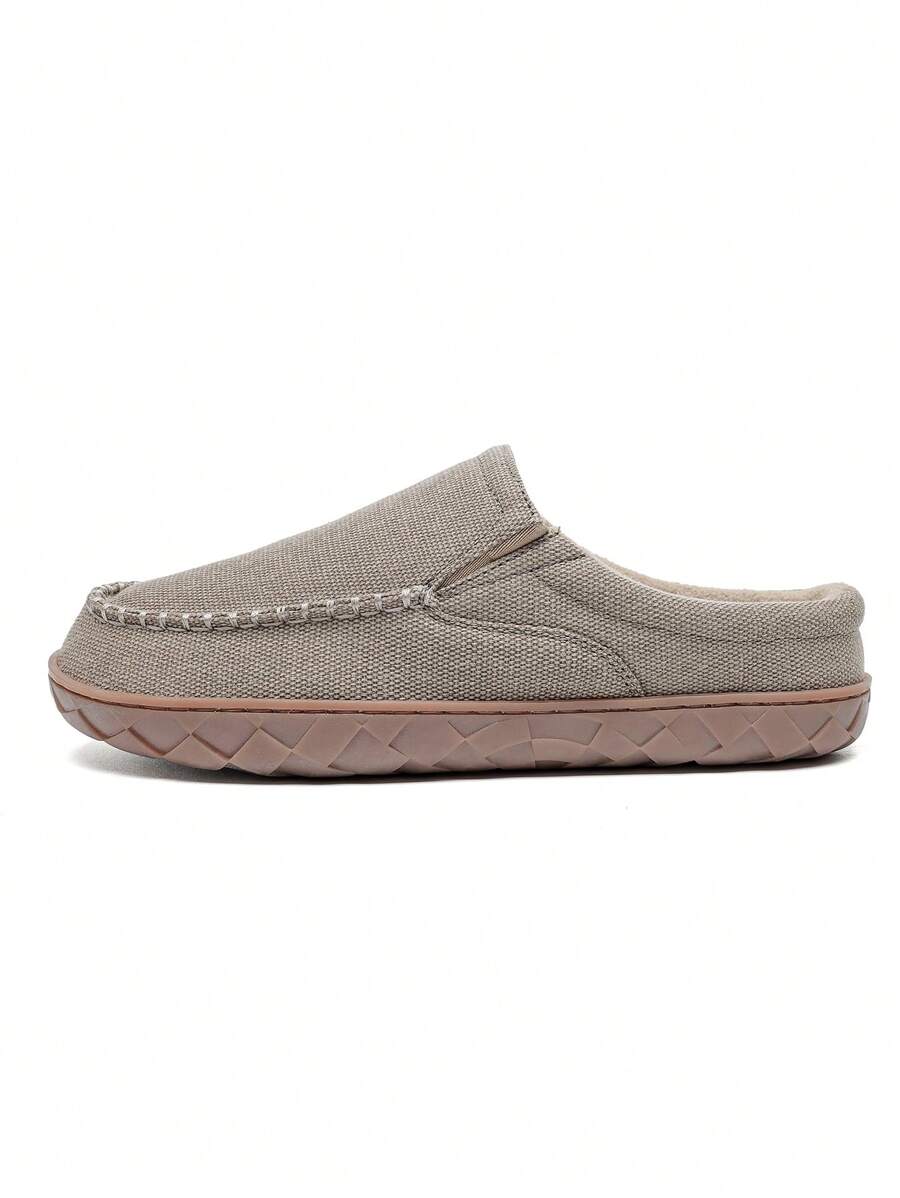 男士時尚簡約休閒輕便拖鞋,保暖耐磨,室內家居拖鞋 - 卡其色 - 查看 1