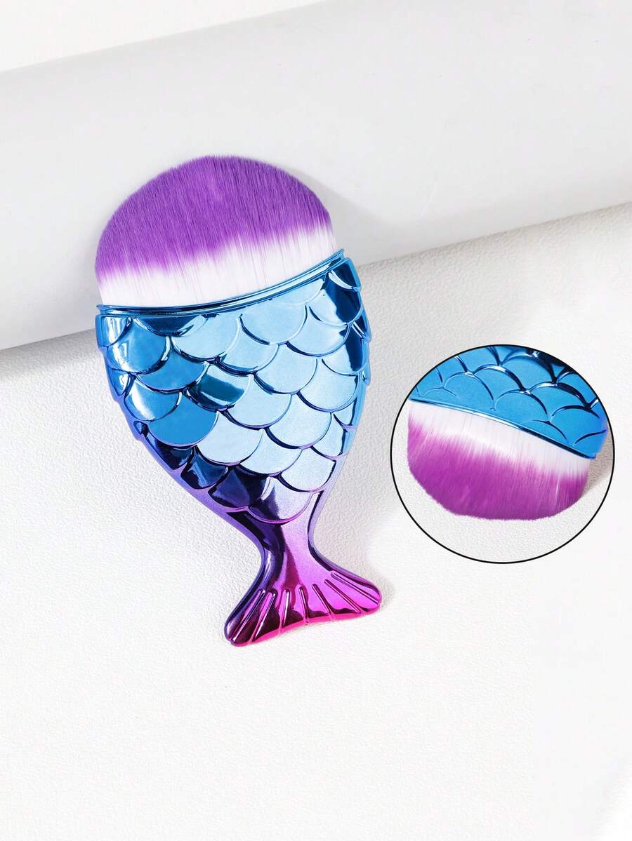 1 件漸層美人魚粉底刷化妝刷 - 紫色 - 紫色 - 查看 1