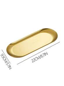 1pc Stainless Steel Gold Oval Platter Stand For Home Use, Space Saving Plate Stand For Cake And Steak - Gold - View 5