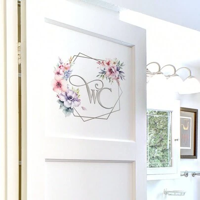 1pc Bathroom English Letter Removable Decorative Sticker, Stickers, Wall Decal, Vinyl Decal For Home Decorations, Spring Decoration Items Refresh Your Home, Rama Decoration Stickers