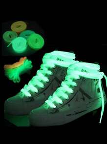 1雙白色反光騎行露營運動鞋鞋帶,夜間騎行慢跑露營聚會裝飾,男女適用,鞋帶夜光 - 白色 - 查看 11