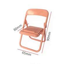 1pc Macaron Color Small Chair Phone Stand, Desktop Foldable Portable Stool, Tablet Pc Holder, Cute And Creative Mini Chair Bracket - Black - View 3