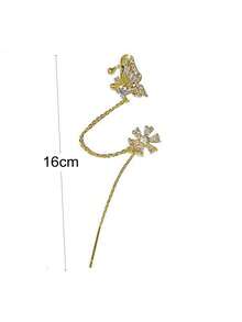 1 par de Pendientes únicos de mariposa, Cuff de oreja con borla de gota de agua personalizado para mujeres - Amarillo Oro - Ver 3