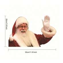 1入聖誕節3d寫實聖誕老人汽車後窗貼紙,家居裝飾配件藝術貼紙,牆面、家居、店鋪裝飾 - 左側 - 查看 2