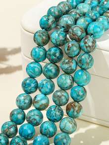 1顆南非藍石鵝卵石圓珠,天然散珠 - 適用於diy手鍊,項鍊和耳環! - 藍色 - 查看 2