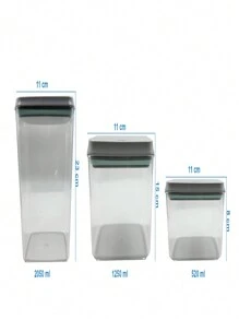 Juego de 5 Frascos para Alimentos con Tapa Hermética y Cucharas Medidoras - Transparente - Ver 5