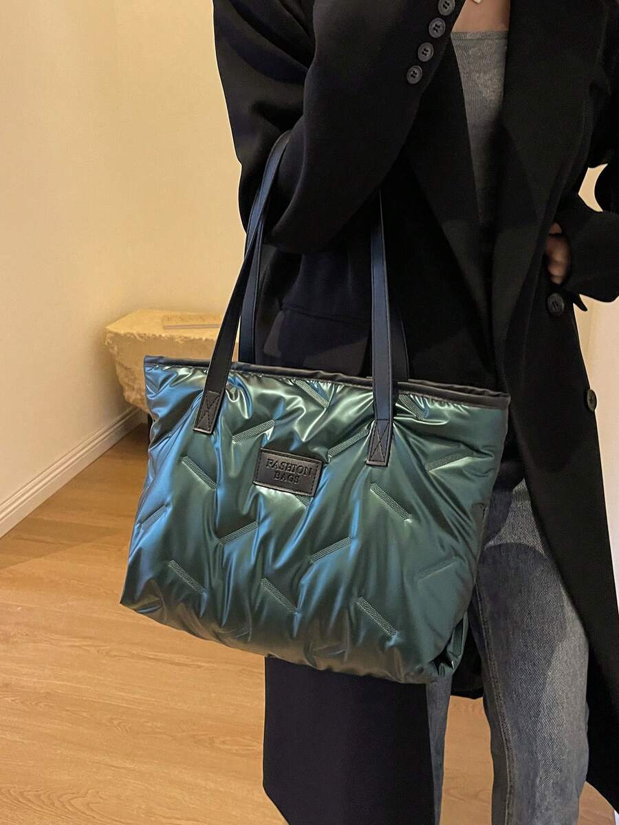 1pc Green Tote Bag For Women's Daily Use - Green - View 1