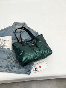 1pc Green Tote Bag For Women's Daily Use - Green - View 2