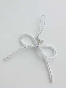 1pc Clear Transparent Butterfly Ribbon Keychain Cute Unique Bag Charm Pendant Keyring - Clear - View 3