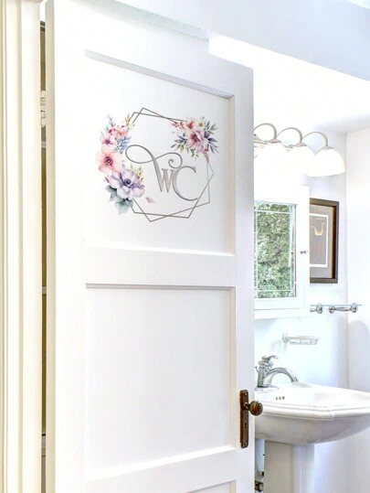 1 st. Avtagbar dekorativ klistermärke med engelska bokstäver i badrummet, klistermärken, väggdekal, vinyldekal för heminredning, vårdekorationsartiklar, fräscha upp ditt hem, Rama dekorationsklistermärken