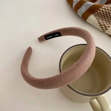 1pc Women's Simple Stripe Solid Color Headband, Spring Versatile Hair Tie - Brown - View 5