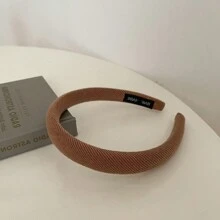 1pc Women's Simple Stripe Solid Color Headband, Spring Versatile Hair Tie - Brown - View 3