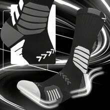Sports Outdoor 1 Pair Pro Athletic Compression Cushioned Tech Sports Basketball Socks Black White