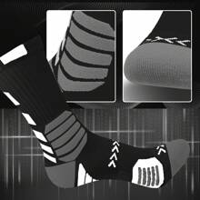 Sports Outdoor 1 Pair Pro Athletic Compression Cushioned Tech Sports Basketball Socks Black White