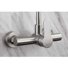 Kitchen Stainless Steel 304 Double Hole Wall Mounted Cold and Hot Faucet Balcony Rotating Kitchen Faucet Rotation Water taps - Multicolor - View 6