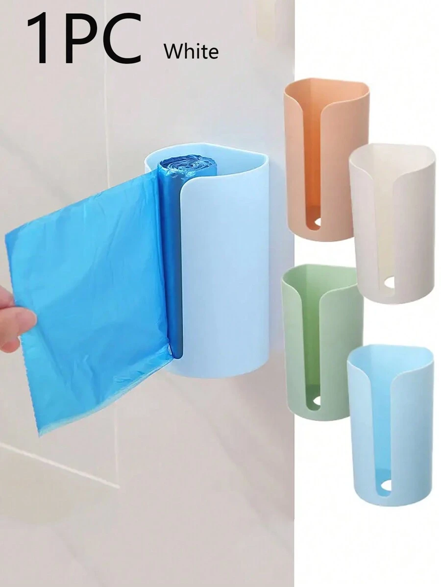 1入掛牆免釘塑料垃圾袋架,垃圾袋收納盒,家用廚房和浴室垃圾袋收納盒,垃圾袋收納盒,家庭收納用品,掛牆抽取和組織盒,廚房塑料袋雜物收納盒便利的袋子組織盒(白色) - 白色 - 查看 1