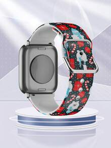 Christmas Elements Snowman & Candy Cane Gift Package Snowflake Print Watch Band - Multicolor - View 2