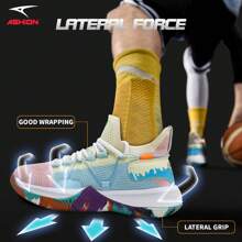 Mens Basketball Shoes Lightweight Breathable Sneakers Anti Slip Sports Shoes for Running Walking - 冰蓝 - View 4