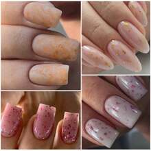 6 Pezzi/set Smalto Gel Glitterato Con Base In Gomma 7ml, Paillettes Dorate, Strato Superiore In Gel Base Rosa/bianca, Rimozione Soak Off, Donnna, Decorazione Unghie In Gel Uv Led, Regalo Per Manicure