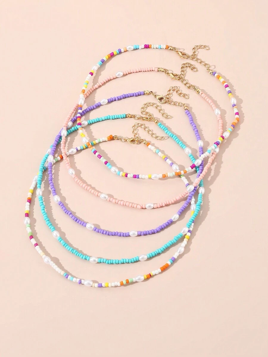 5 cái Đúng mốt Trẻ em Vòng cổ đính cườm Bộ ( Màu sắc tùy ý ) - Nhiều màu - Xem 1