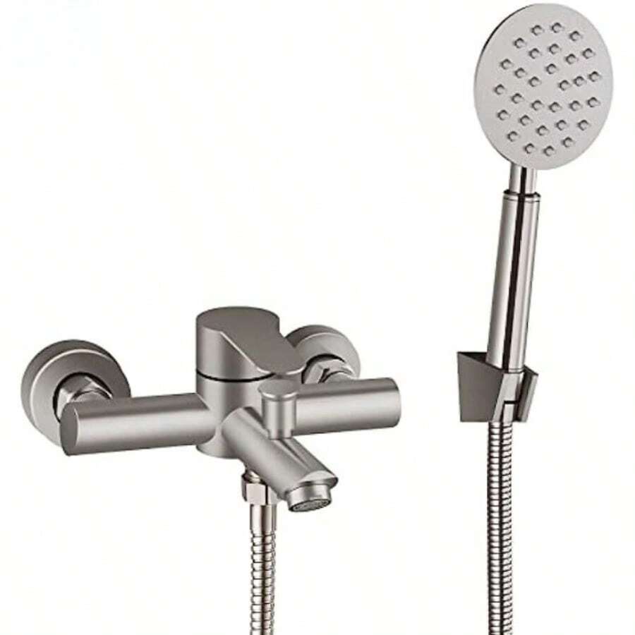 Bathroom Shower Faucet Set with Tub Spout Pressure Balanced Bathtub Shower Faucet Set Shower Head Wall Mounted Rainfall Shower System - Silver - View 1