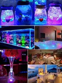 Mini Knob Remote Control Underwater Light, LED RGB Color Changing Waterproof Candle Light, Suitable For Car, Pool, Pond, Vase, Bathtub, Aquarium, Fountain, And Other Water Scenes