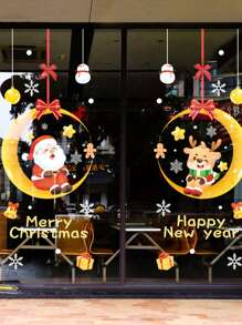 1pc Christmas Window Decoration Sticker As Static Cling For Storefront Window, Glass Door Scene Decoration - Multicolor - View 4