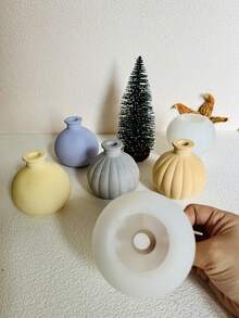 水紋花瓶水泥模具,香薰擴香棒容器石膏模具,大理石花瓶矽膠模具,diy環氧樹脂模具 - 白色 - 查看 3