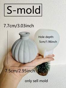 水紋花瓶水泥模具,香薰擴香棒容器石膏模具,大理石花瓶矽膠模具,diy環氧樹脂模具 - 白色 - 查看 4