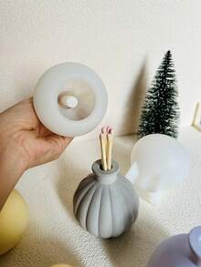 水紋花瓶水泥模具,香薰擴香棒容器石膏模具,大理石花瓶矽膠模具,diy環氧樹脂模具 - 白色 - 查看 9