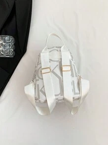 1pc Graffiti Letter Print Backpack Suitable For Women's Daily Outfits, School Supplies, School Backpack, School Bag, Backpack For School, Back To School Backpack, School Bookbag, Big Backpack, Backpack School, Back To School Bags, Large Capacity, Lightweight, Portable, Suitable For Teen Girls Women College Students, Teacher, White-Collar Workers, Perfect For Back To School, First Day Of School, College, Work, Business, Commute, Office - White - View 6