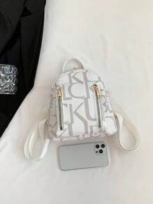 1pc Graffiti Letter Print Backpack Suitable For Women's Daily Outfits, School Supplies, School Backpack, School Bag, Backpack For School, Back To School Backpack, School Bookbag, Big Backpack, Backpack School, Back To School Bags, Large Capacity, Lightweight, Portable, Suitable For Teen Girls Women College Students, Teacher, White-Collar Workers, Perfect For Back To School, First Day Of School, College, Work, Business, Commute, Office - White - View 5