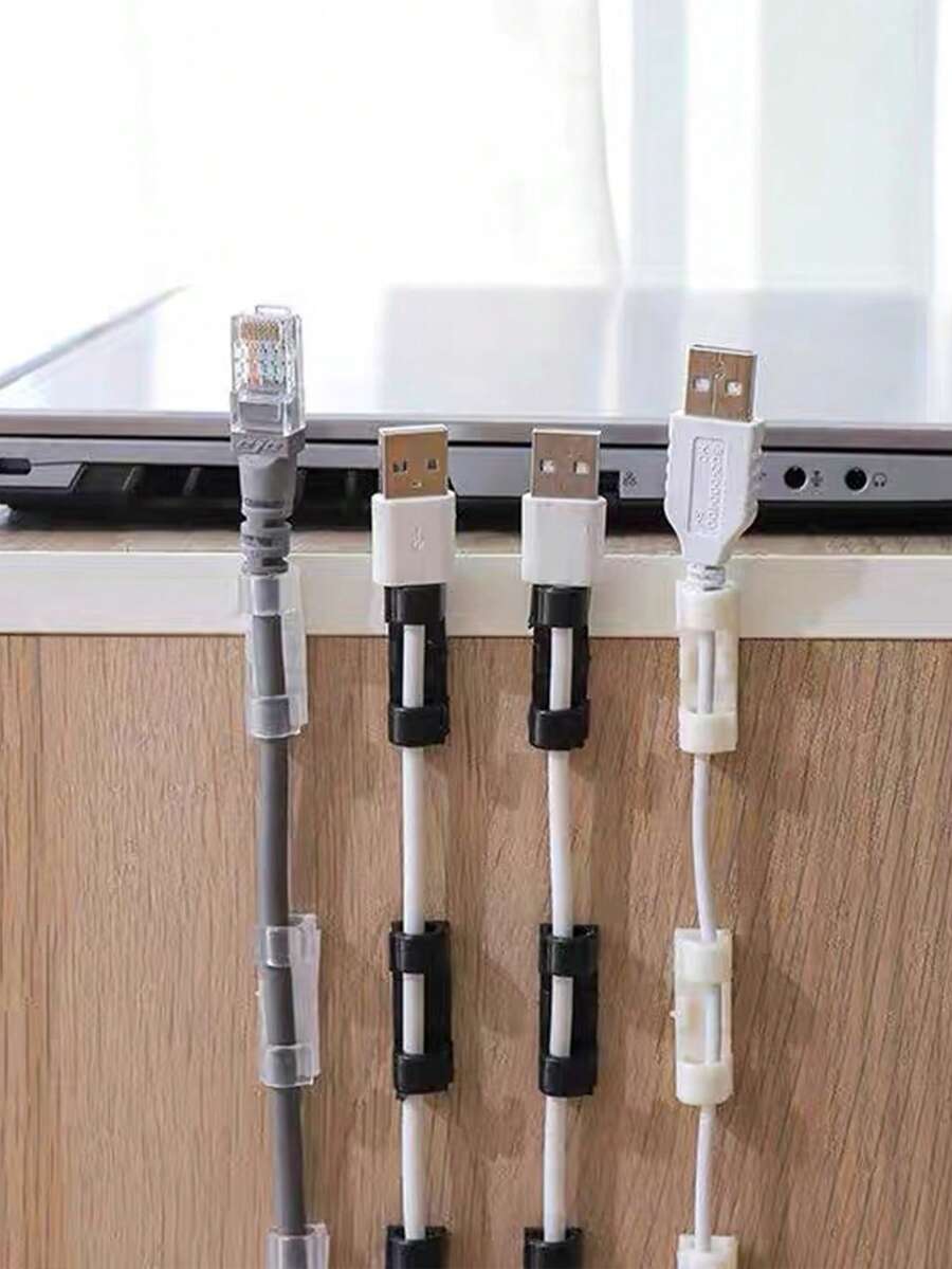 20pcs Black Cable Organizer Clips For Fixing Telephone And Network Cables - Black - View 1