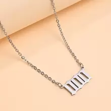1pc Stainless Steel Lucky Number Pendant Necklace For Men & Women, Fashionable Sweater Chain With 000-999 Design