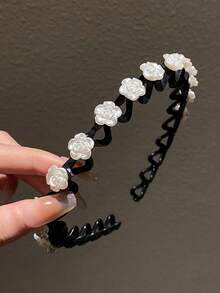 1個女士白色花朵髮箍,髮飾配件